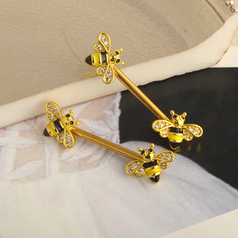 Bee Nipple Barbell 14g Yellow  - Yellow Body Jewelry recensione e prezzo
