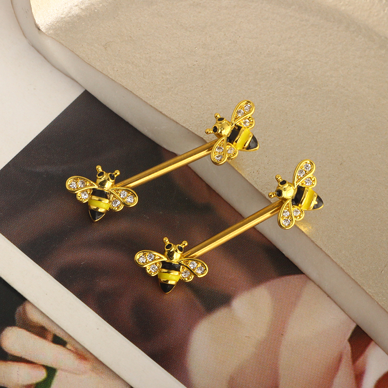 Bee Nipple Barbell 14g Yellow  - Yellow Body Jewelry recensione e prezzo