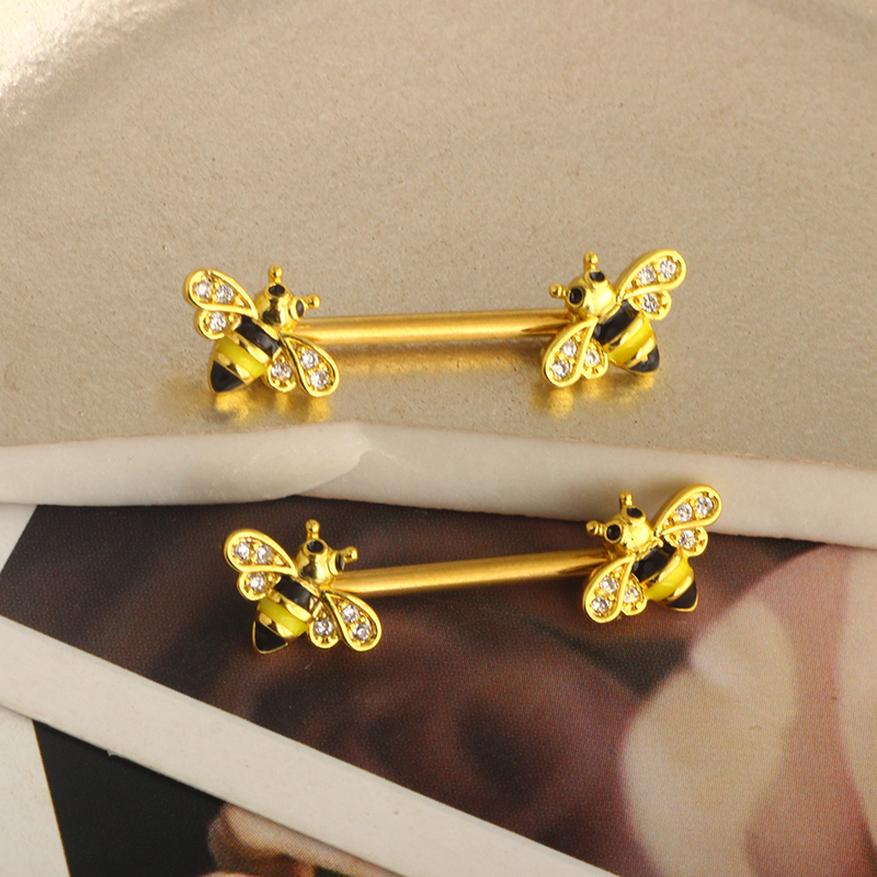 Bee Nipple Barbell 14g Yellow  - Yellow Body Jewelry recensione e prezzo