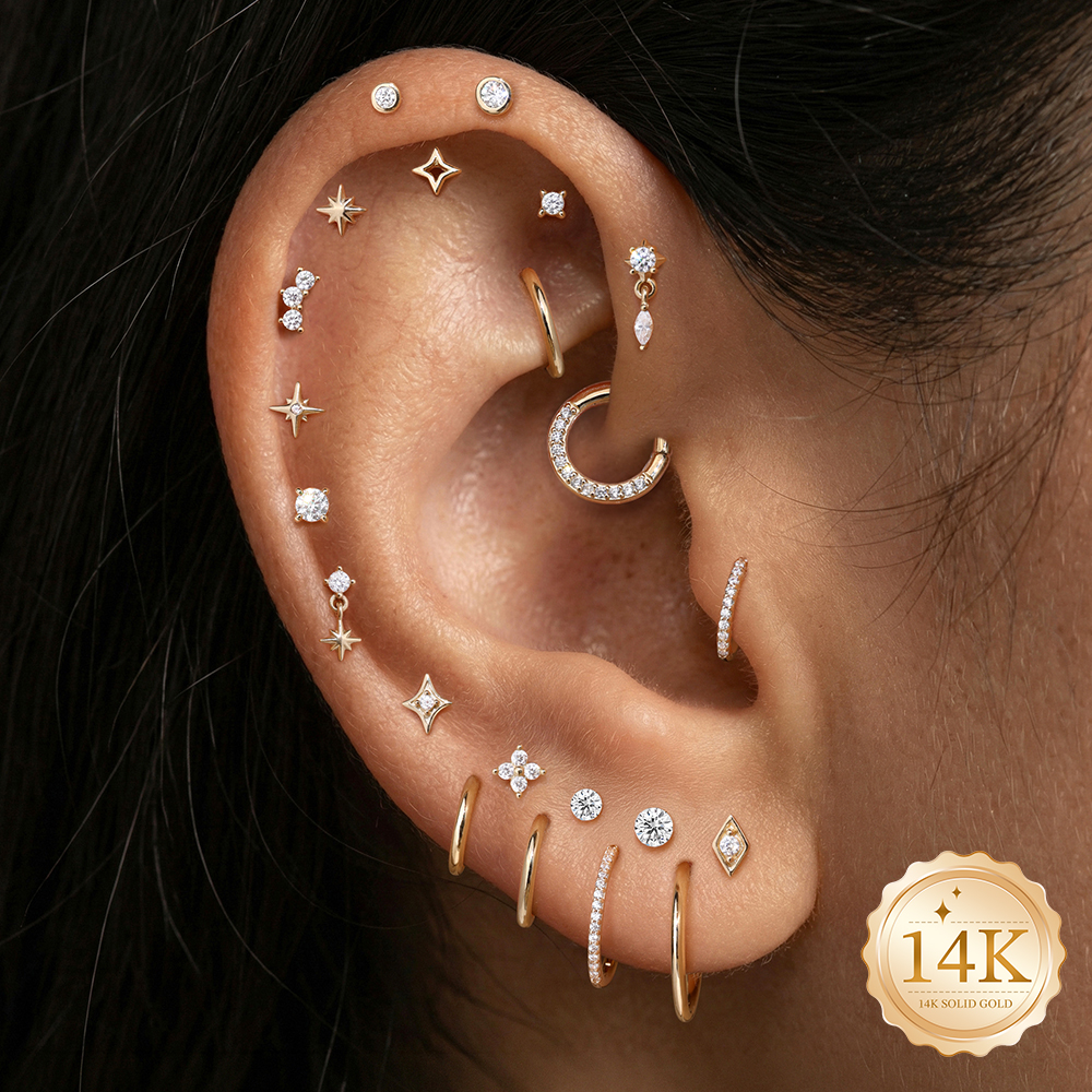 AIDE 14K Gold Stud Earrings fo - Star Flat Back recensione e prezzo