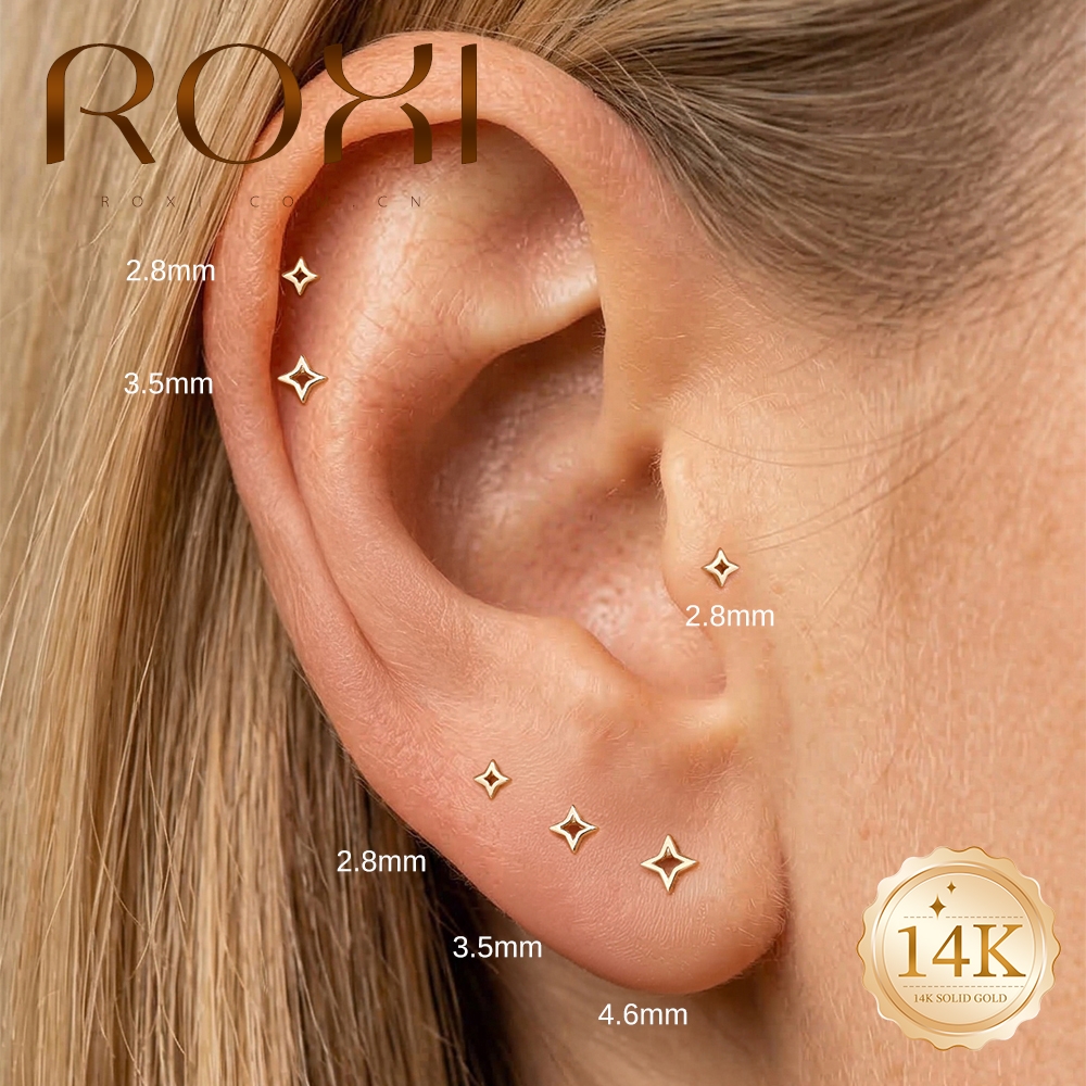 ROXI 1PC 5/6/8mm 14K Solid Gol - Star Flat Back recensione e prezzo