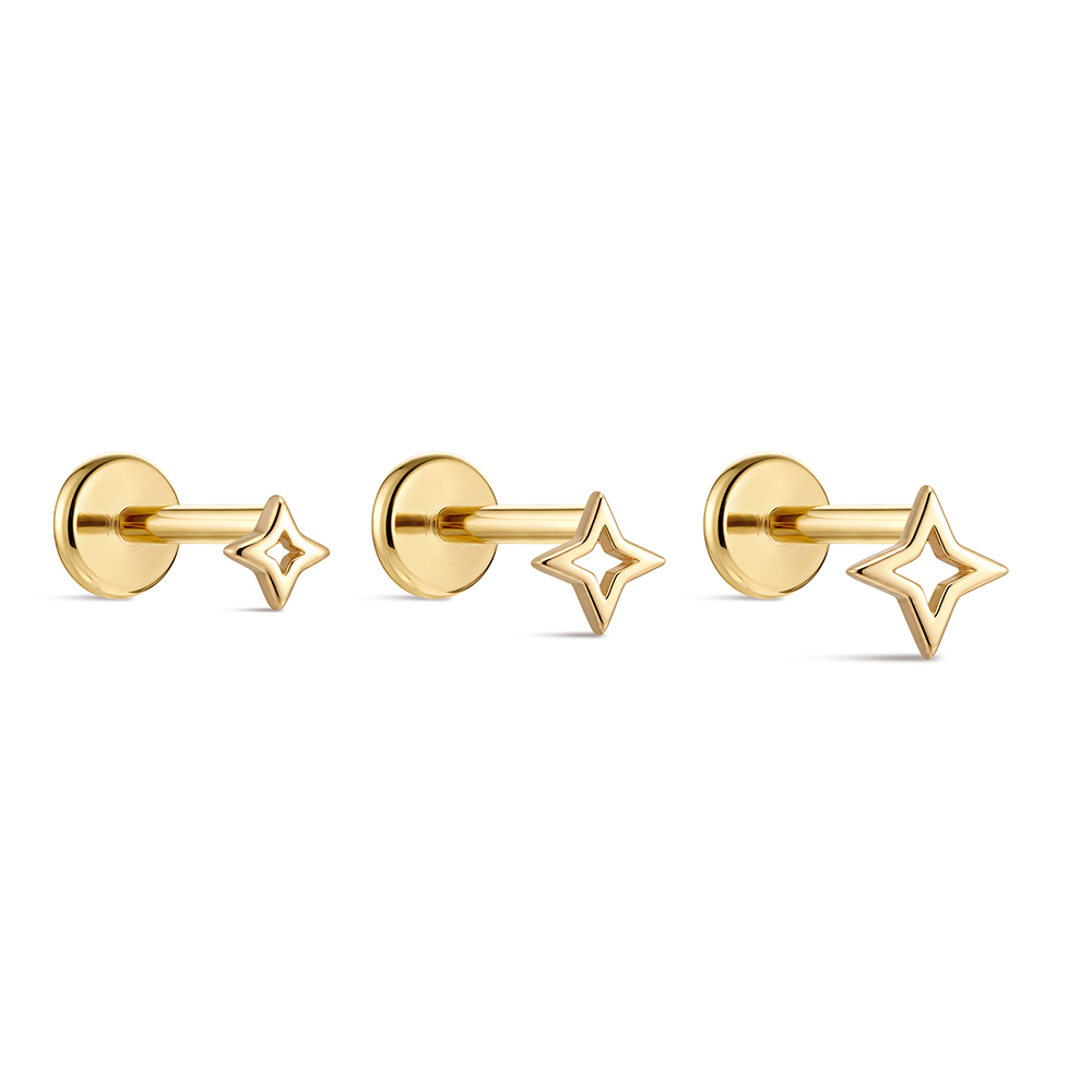 ROXI 1PC 5/6/8mm 14K Solid Gol - Star Flat Back recensione e prezzo